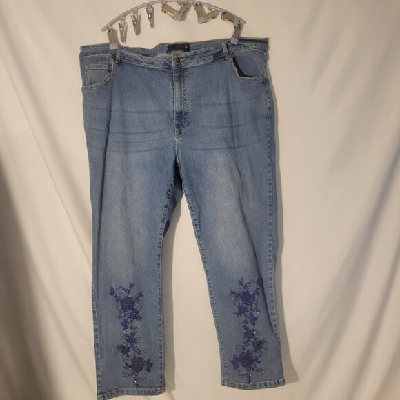 Denim 24/7 Denim - Denim 24/7 5 pocket flare jeans with Embellishments size 26w Plus